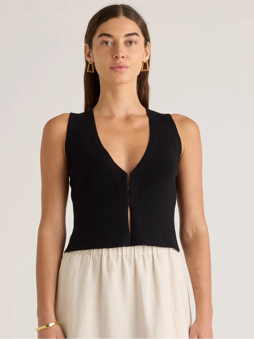 NWT- Quince Eco-Knit Split Front Sweater Vest